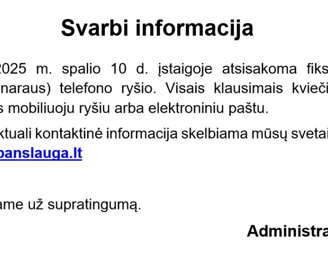 Svarbi informacija