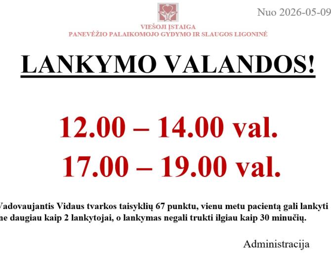 Keičiasi pacientų lankymo valandos